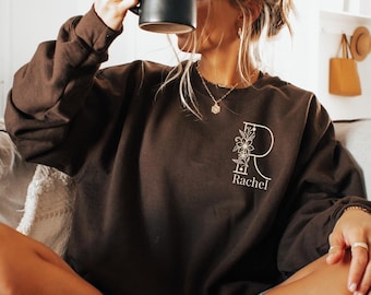Felpa con monogramma per donna / Maglione con monogramma / Pullover con monogramma / Regali con monogramma / Girocollo personalizzato / Idee regalo personalizzate