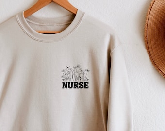 FLoral RN Sweater, Groovy Wildflowers Nurse Shirt, Nurse Sweatshirt Gift For Nurse Gifts Registered Nurse Shirt Nursing Student New Grad