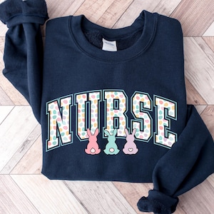 Cute Easter Nurse Sweatshirt , Easter Bunny Crewneck for Nurses, Cute Gift for Nurses, New Grad Nurse Gift for Easter, Holiday Sweater Gift