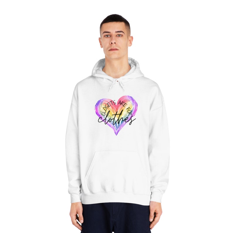 Pride Rainbow Heart Hoodie, Closets Are For Clothes, Pride Shirt, LGBTQ Hooded Sweatshirt zdjęcie 2