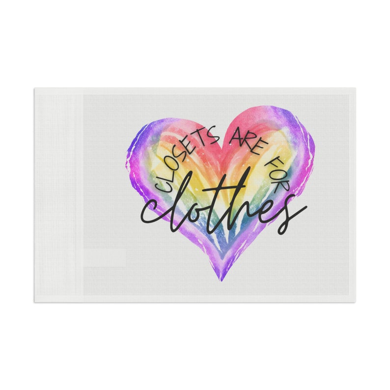 Pride Rainbow Heart Flag, Closets Are For Clothes, Pride Flag, LGBTQ Flag image 2