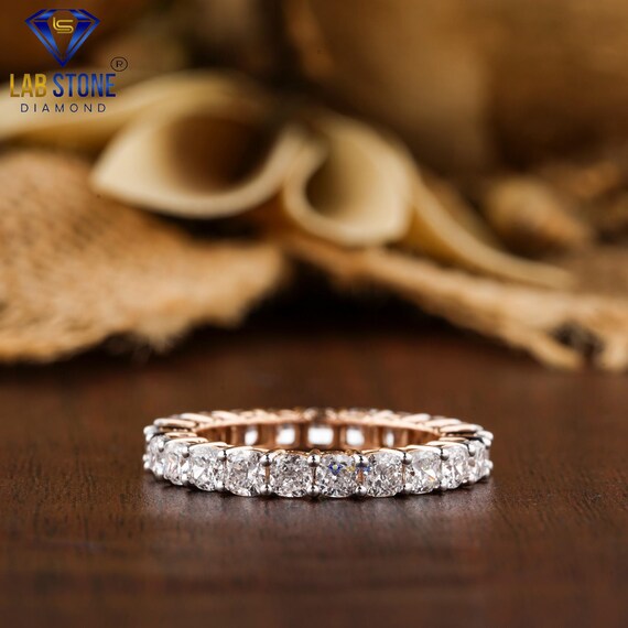 Anello in oro rosa con diamanti taglio cuscino da 3,45 TDW