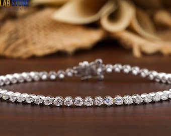 2.915 TDW Round Cut Diamond White Gold Bracelet / Tennis Bracelet / EF Color VS clarity / Gift For Beloved