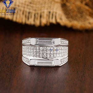 2.48 TDW Round & Baguette Cut Diamond White Gold Ring /Engagement Ring / EF Color VS clarity /Perfect Gift For her
