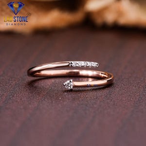 0.056ct TDW Round Cut Diamond Rose Gold Ring / Twisted Ring / EF Color VS clarity / Festive Wear Ring