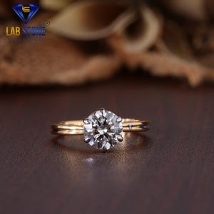 1.98ct TDW Round Cut Diamond Rose Gold Ring / Solitaire Ring / EF Color VS clarity / Engagement Ring