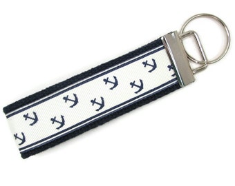 Mini Anchors Key Fob in Navy Blue