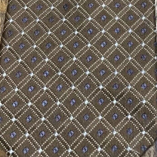 BASS G.H. Bass & Co. Brown and Blue Tie 100% Silk Made In USA