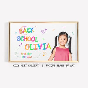 Personalized Back to School Frame TV Art | Custom Name School Display