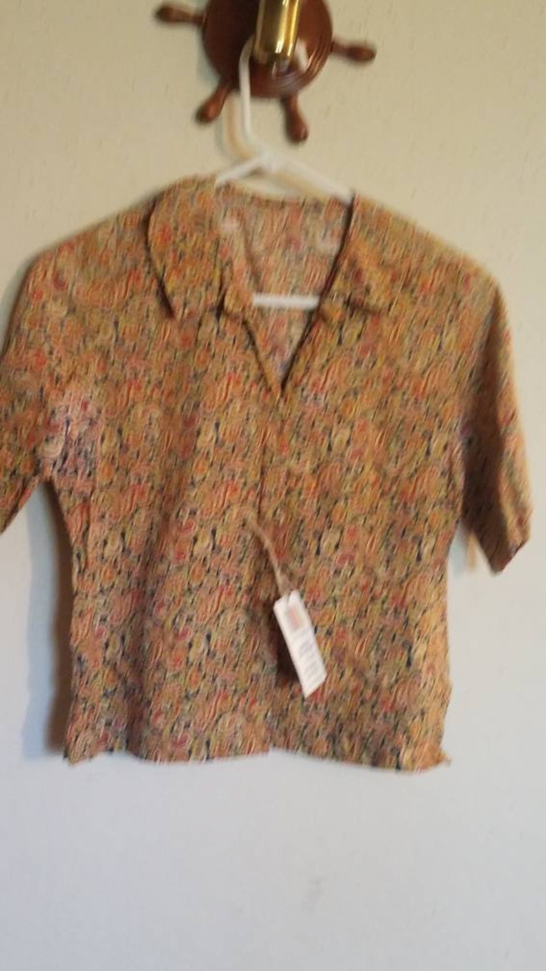 Vintage Short Sleeve Button Down Shirt Blouse Homemade