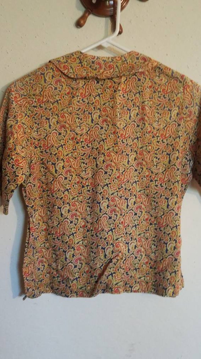 Vintage Short Sleeve Button Down Shirt Blouse Homemade