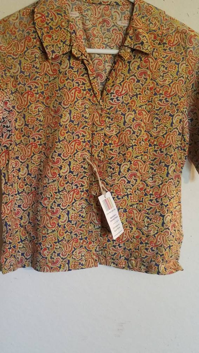 Vintage Short Sleeve Button Down Shirt Blouse Homemade