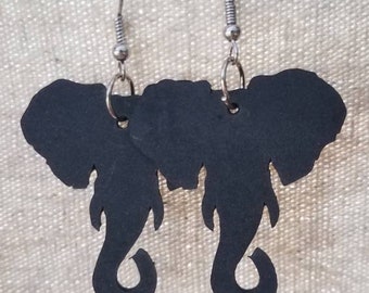 Vegan Leather Upcycled Earrings Elephants Artist Designed