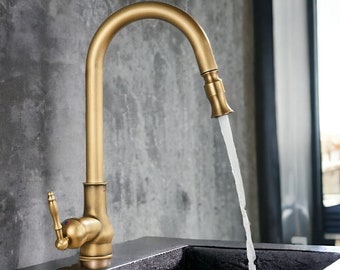 Kitchen Pull Out Faucet , Solid Brass Kitchen Sink Faucet , Kitchen Tap Vanity , Kitchen Fixture , Kitchen Decoration