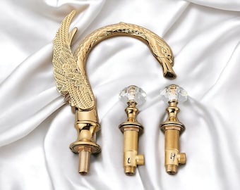 Golden Swan Crystal Handle Bathroom Faucet Vanity , Brass Bathroom Design , Bathroom Decoration , Basin Mixer Tap