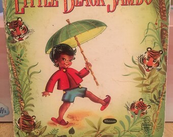 Libro vintage per bambini "Little Black Sambo" del 1950 illustrato da Suzanne... Un libro rivelatore