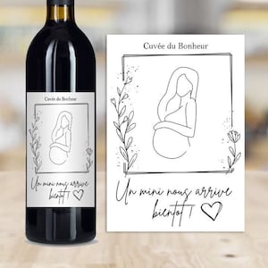 Étiquette Bouteille de vin annonce grossesse