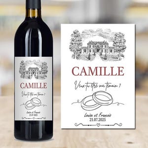 Étiquette Bouteille de vin témoin mariage personnalisée
