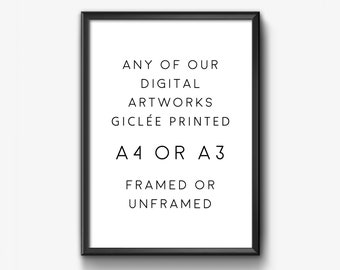 PRINT of any of our digital artworks UK framed or unframed A4 or A3
