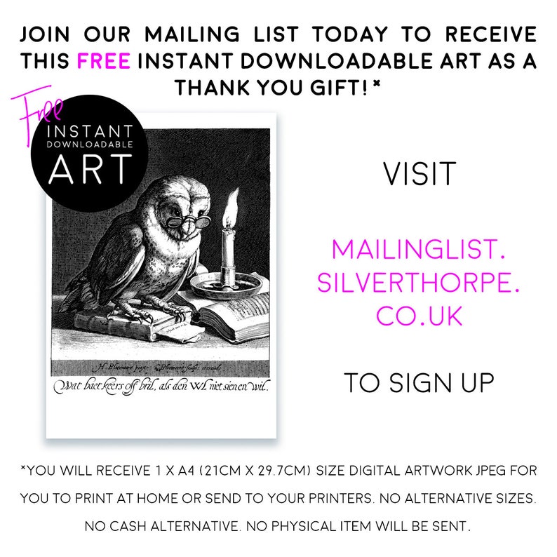 May include: Black and white illustration of an owl wearing glasses and reading a book by candlelight. The text "Wat biet feers of bril, als den WL niet sien en wil." is below the image.