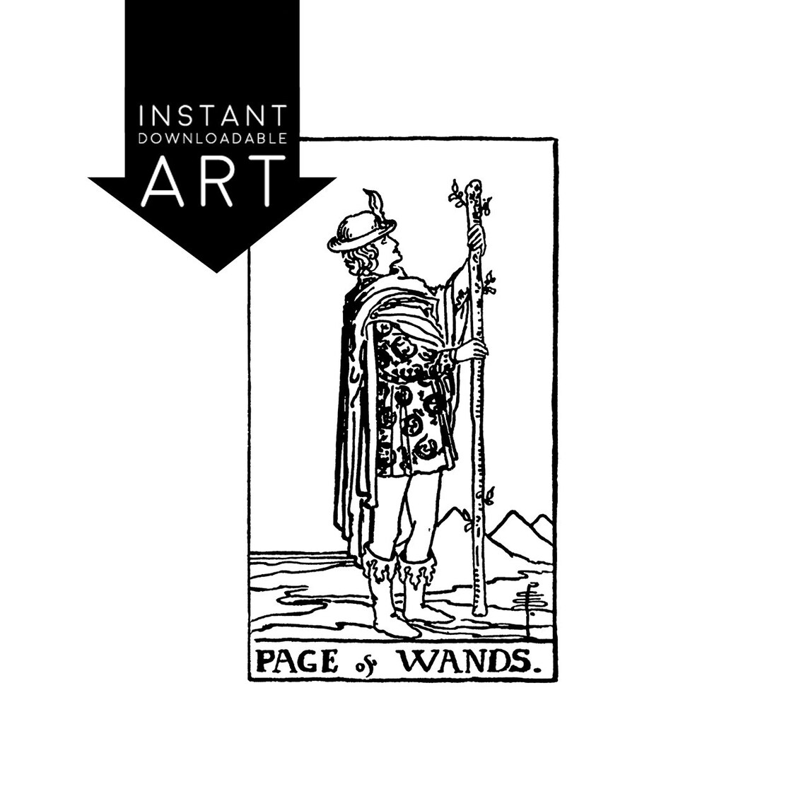 DIGITAL PRINT Page of Wands Tarot Card Instant Download - Etsy