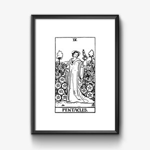 DIGITAL PRINT Nine of Pentacles Tarot Card Instant Download Rider-waite ...