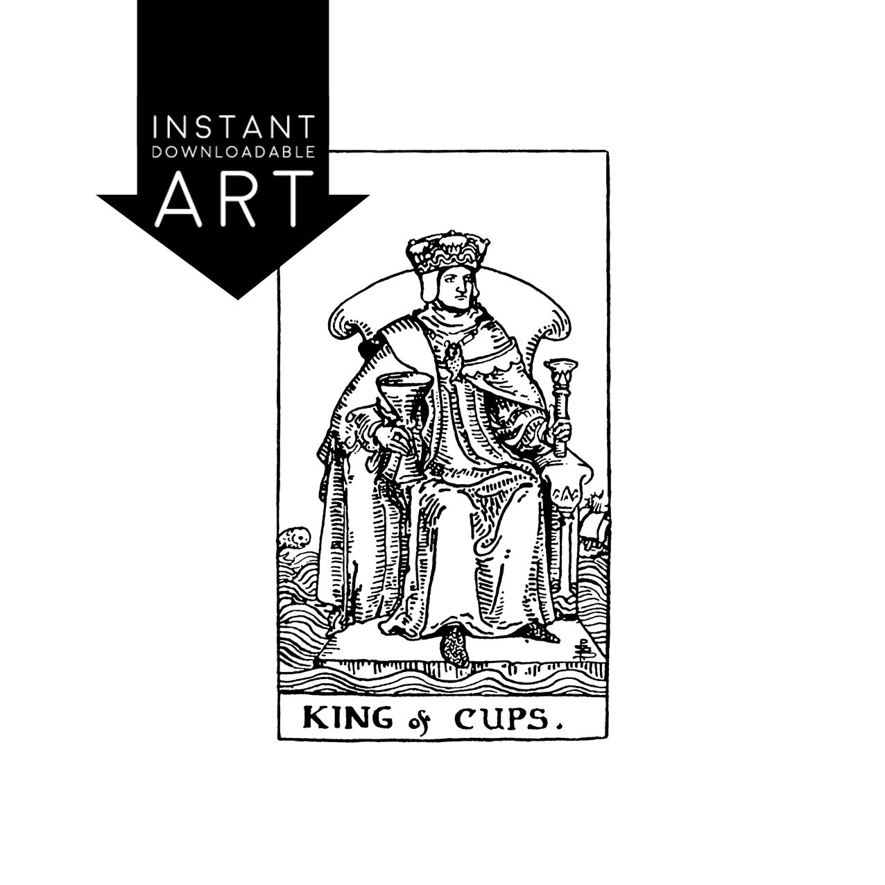 DIGITAL PRINT King of Cups Tarot Card instant download Etsy