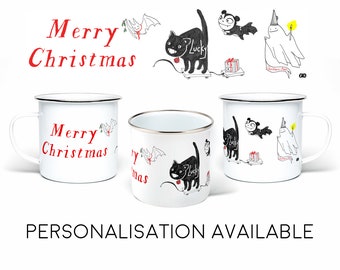 Gothic Christmas enamel personalized MUG customisable customizable decorations custom name gift witchy homeware personalised Parade