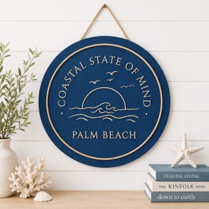 Palm Beach Decor Beach House Sign Coastal Minimalist Wall Art Nautical Wood Hanging Entryway Statement Gift Housewarming Realtor Closing