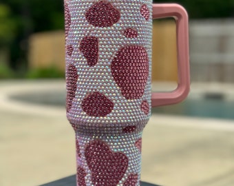 40 ounce Rhinestone Cup Tumbler Cow Print
