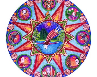 Aries Astrology Mandala Art Print Zodiac Art astrology artwork mandalas Gift for April Birthday