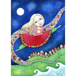 Blonde Girl and Grasshopper Art - Grasshopper Totem Print - Large Wall Decor - Gymnastic Girl Picture - Girls Room Print - Gift for Gymnast