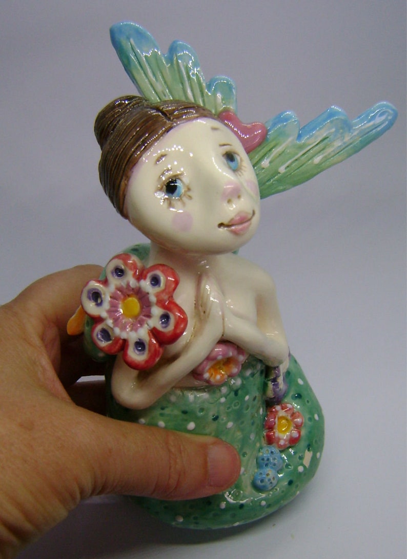 Hand built Namaste Mermaid Figurine Ceramic Mermaid Etsy