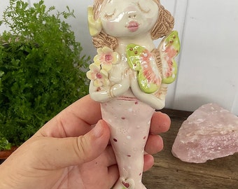 Hand built Decorative Ceramic Mermaid Spoon, Mermaid Wall Decor for Kitchen