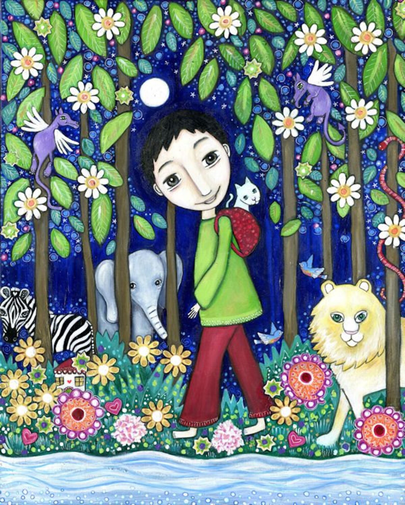 Boys Wall Art Print Painting Boys Room Art Jungle Boy Lion Etsy