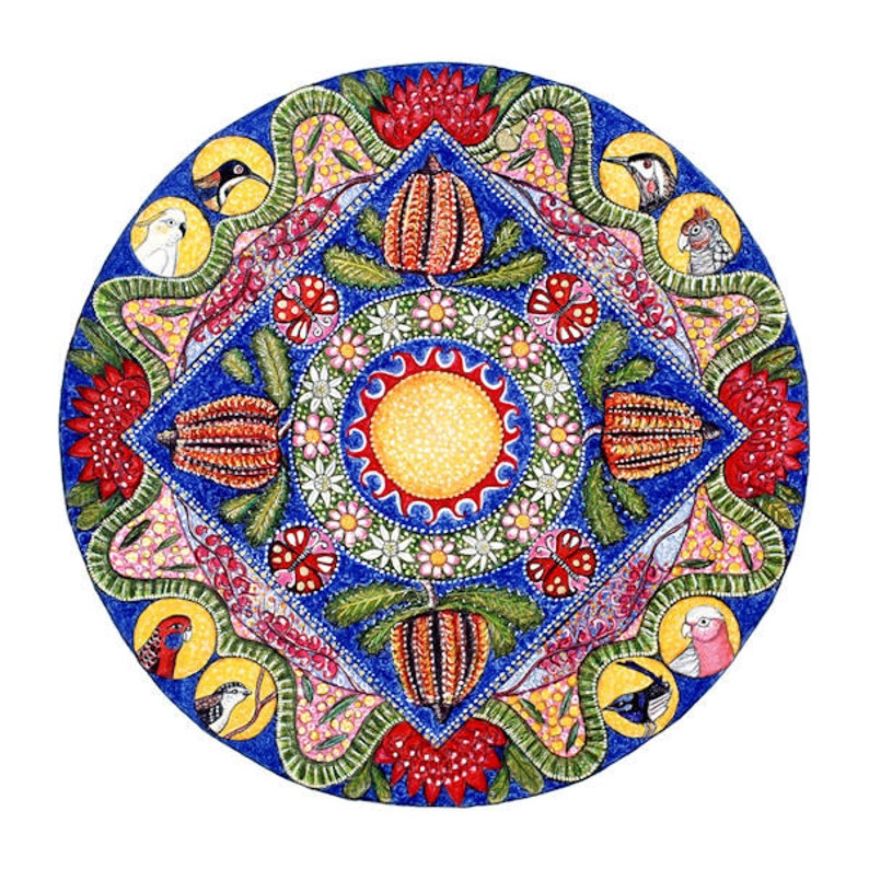 Set of 4 Mandala Art Prints Of Your Choice Astrology Chakras Fairy Tale Tarot Landscape Whimsical Folk Art image 3