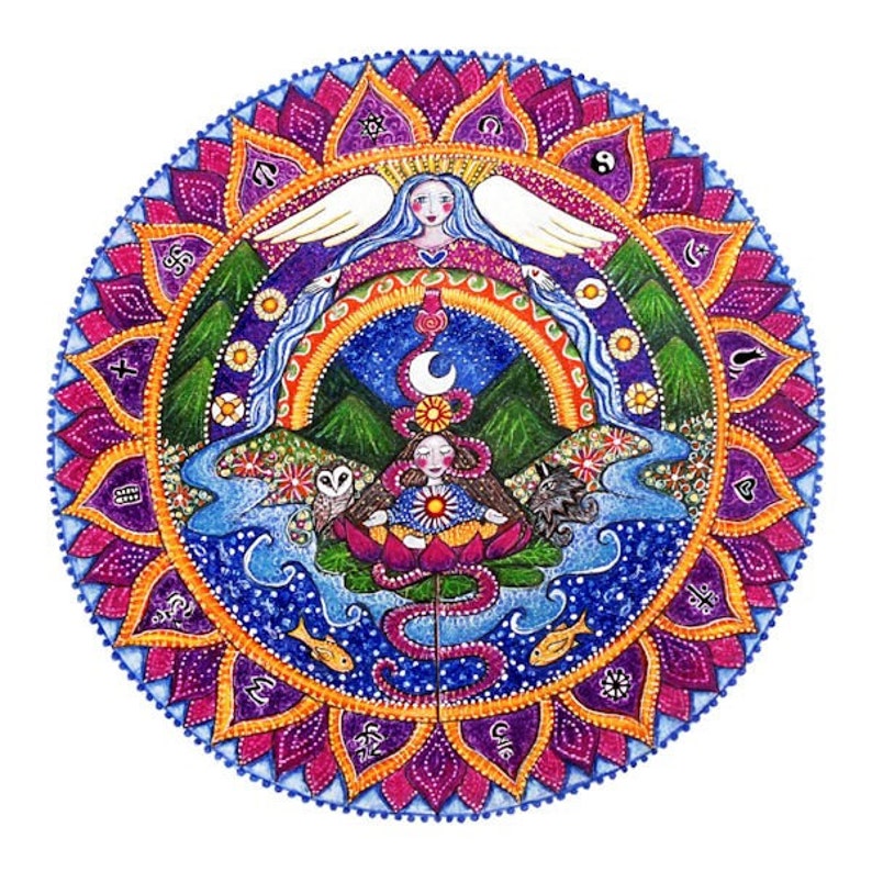 Crown Chakra Mandala Art Print 7th Chakra Art Yoga Wall Decor Art for Meditation and Healing Sahasrara image 1