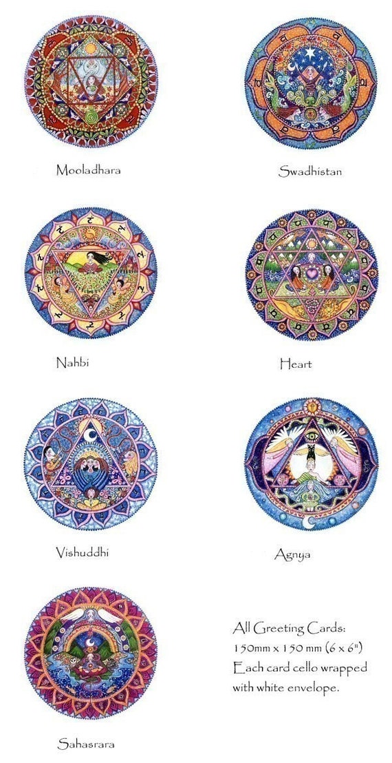 Set of 7 Chakra Mandala Greeting Cards Blank Inside - Etsy