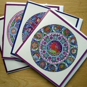 7er Set Chakra Mandala Grußkarten, innen leer, Heilende Kunst, Geschenk für Yoga Lehrer Sieben Chakra Karten, Meditation Kunst, Yoga Kunst Bild 4