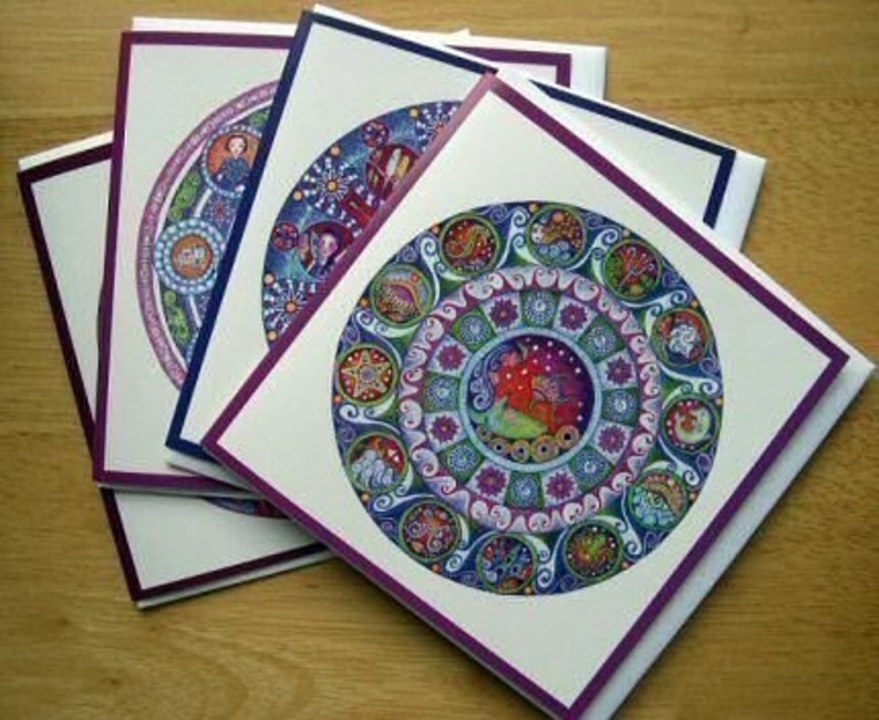 7er Set Chakra Mandala Grußkarten, innen leer, Heilende Kunst, Geschenk für Yoga Lehrer Sieben Chakra Karten, Meditation Kunst, Yoga Kunst Bild 4
