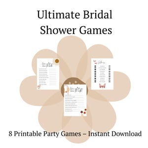 Ultimate Bridal Shower Game Bundle | 8 Printable Games | Fun Bridal Party Activities | Instant Download PDF
