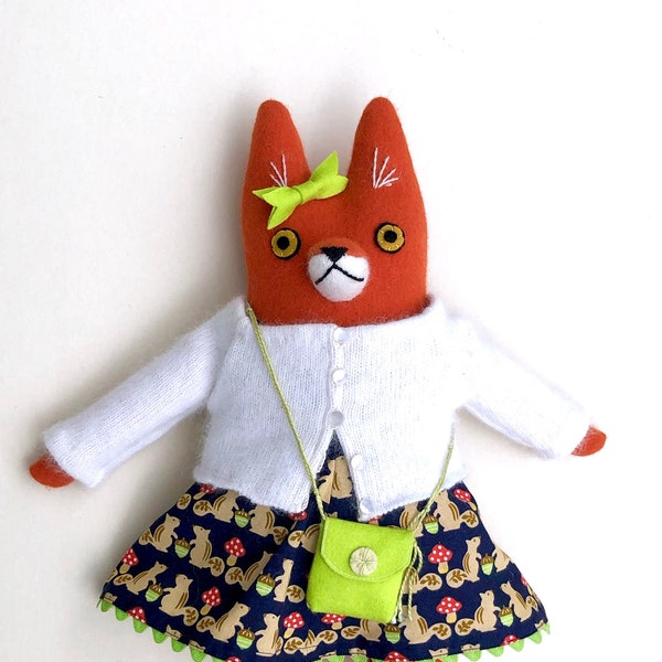Bright Girl Fox Doll wool Fox dress purse plush softie