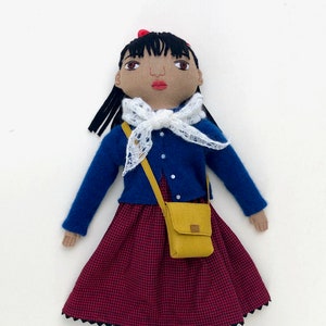 School Girl doll with a Bookbag Satchel wool image 1