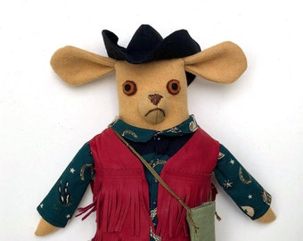 Cowboy Yellow Hound Dog Boy doll wool Fringed vest