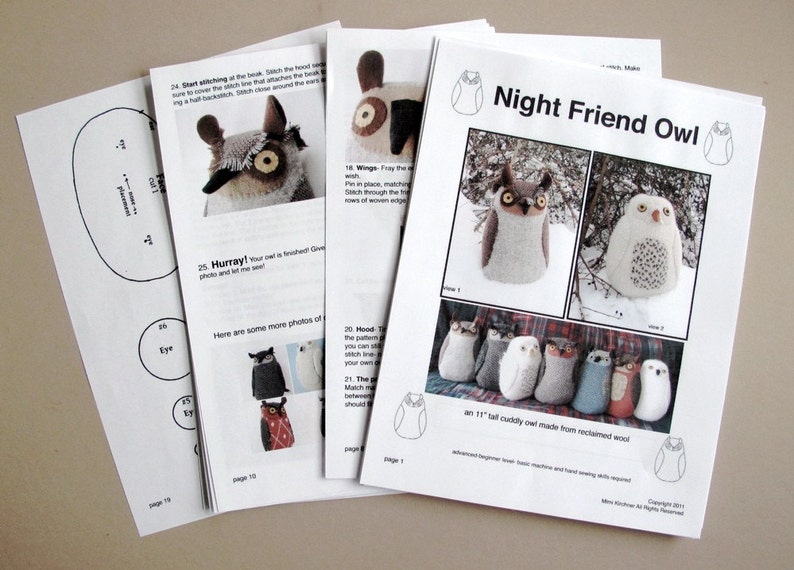 Owl pdf Pattern Tutorial Night Friend image 2