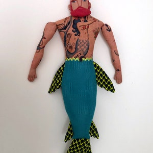 Merman Red-Haired Beard and Mermaid Tattoos Man doll image 2