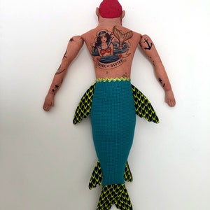 Merman Red-Haired Beard and Mermaid Tattoos Man doll image 7