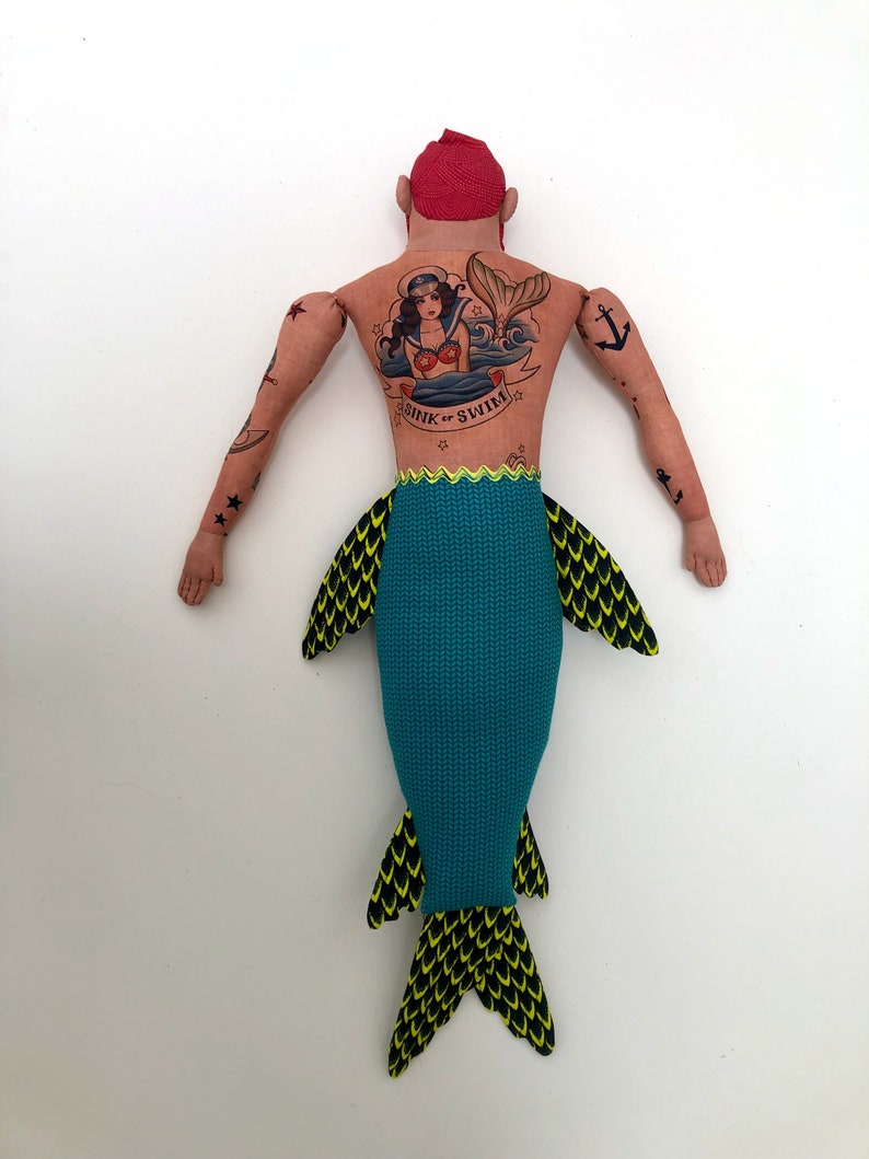 Merman Red-Haired Beard and Mermaid Tattoos Man doll image 7