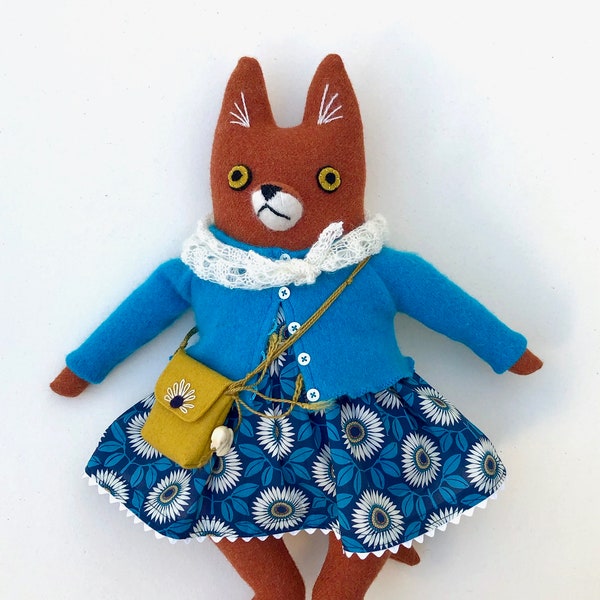 Fancy Girl Fox Doll wool Daisy dress purse