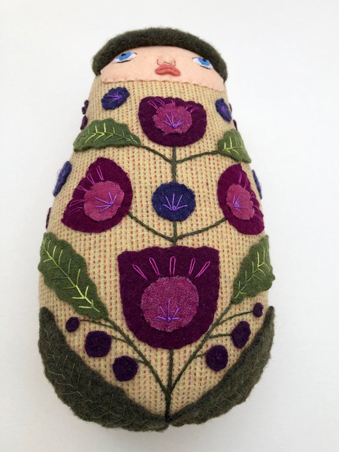 Swaddled Flower Folk Art Baby wool doll Etsy